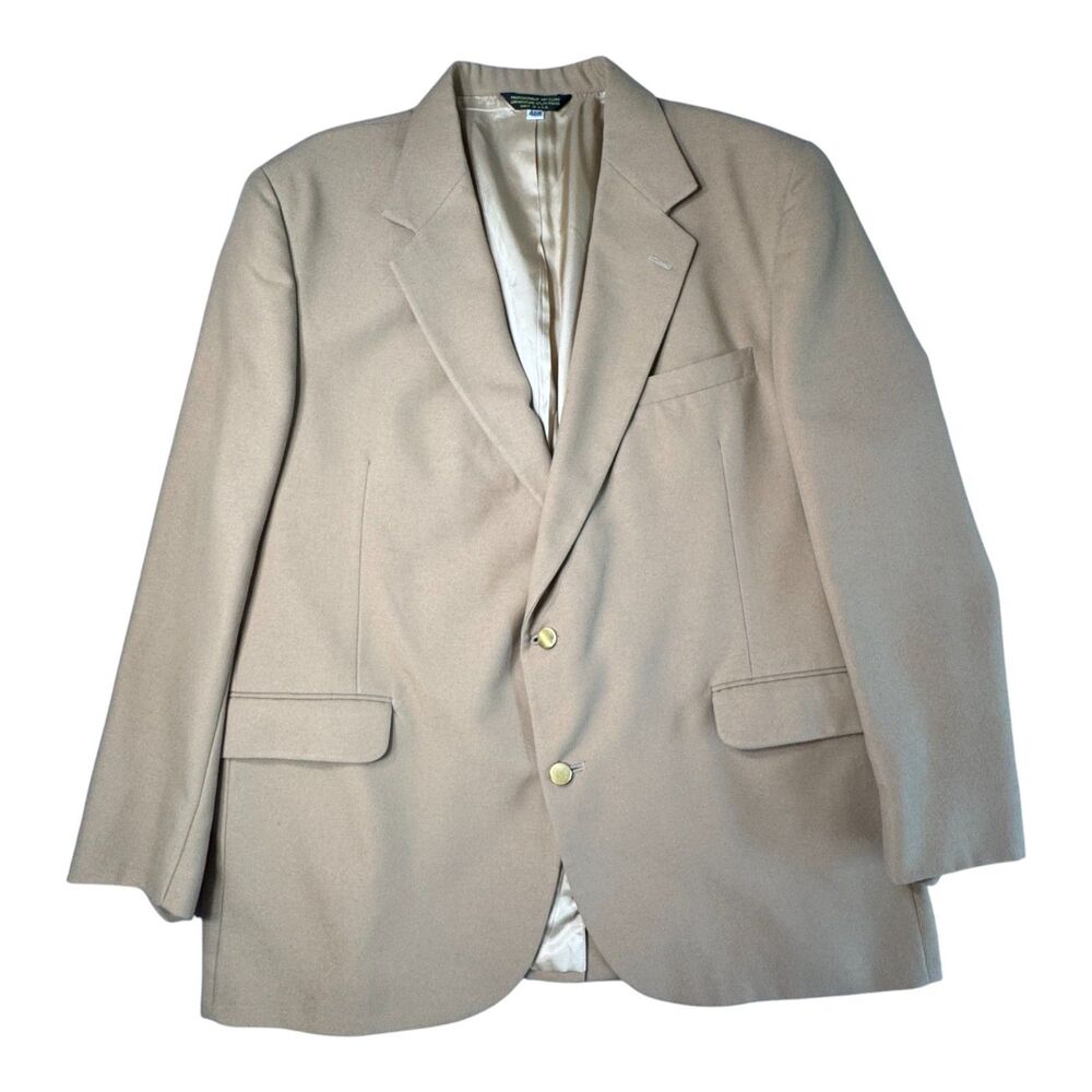 VTG LL Bean Sport‎ Coat Jacket Blazer Mens 48R Tan Brown Two Button Academia USA - Picture 11 of 11